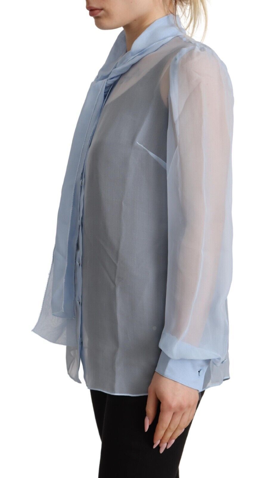 Blusa elegante de seda con cuello Ascot