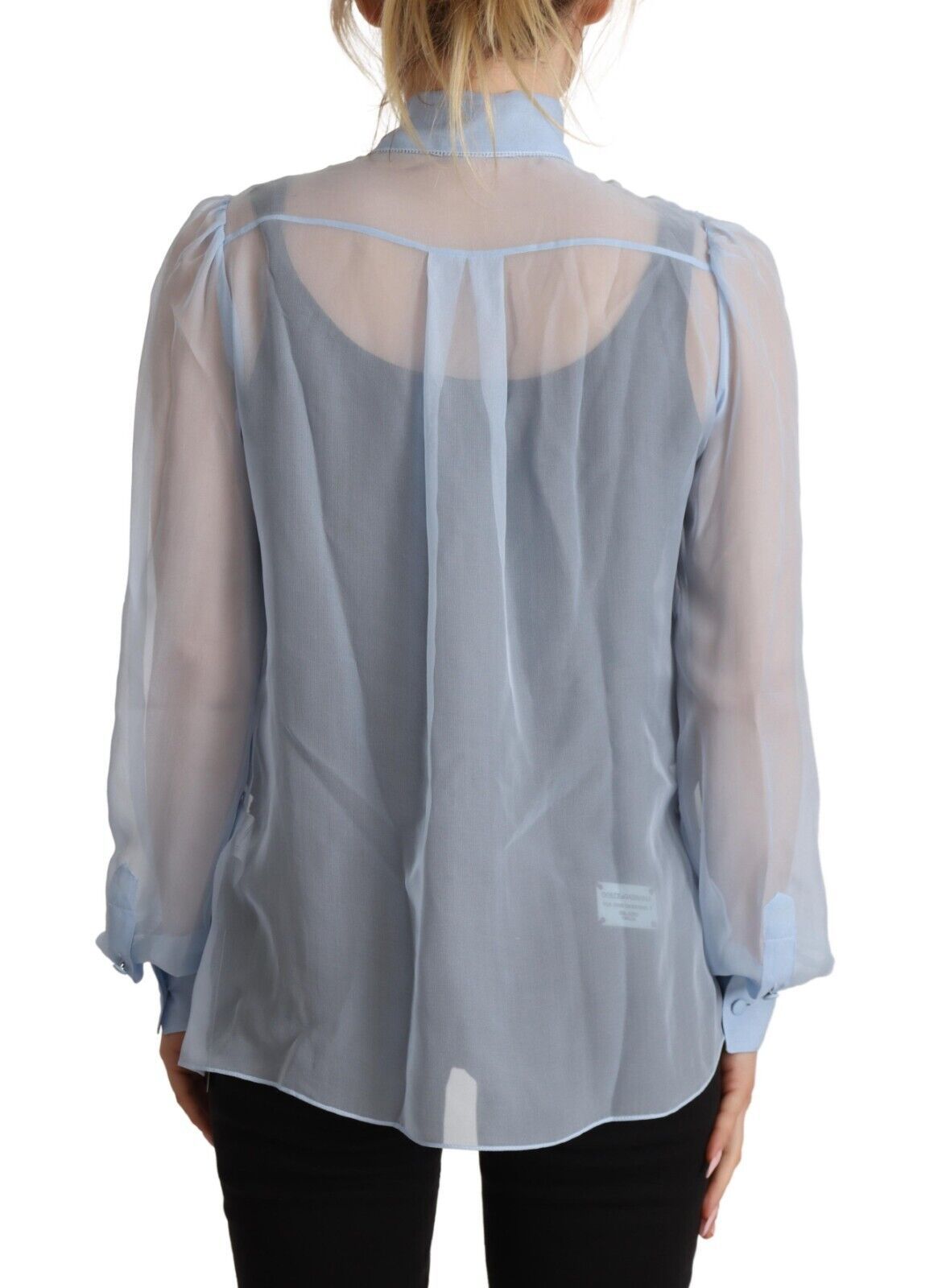 Blusa elegante de seda con cuello Ascot