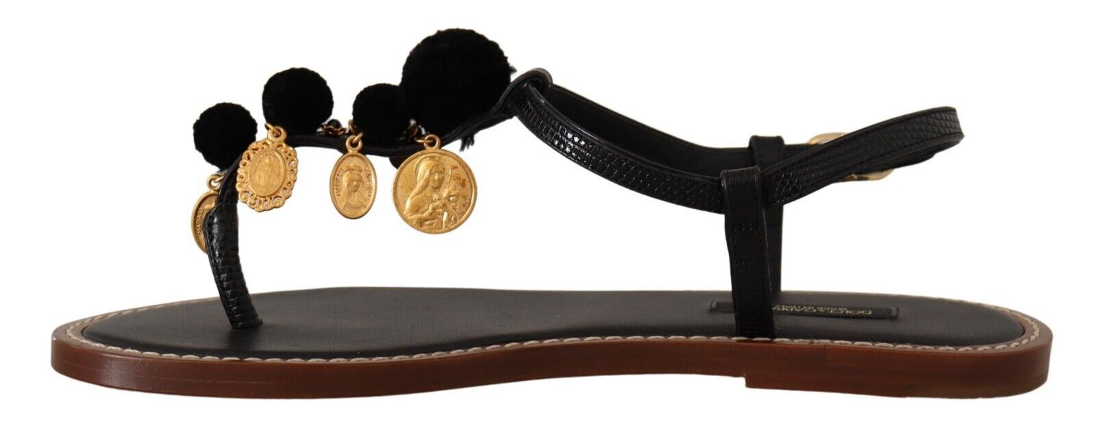 Chique leren flats met enkelbandje en gouden details