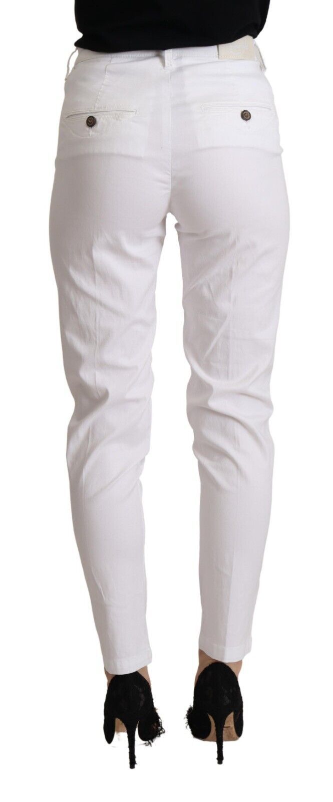 Chic White Mid Waist Skinny Cropped Pants