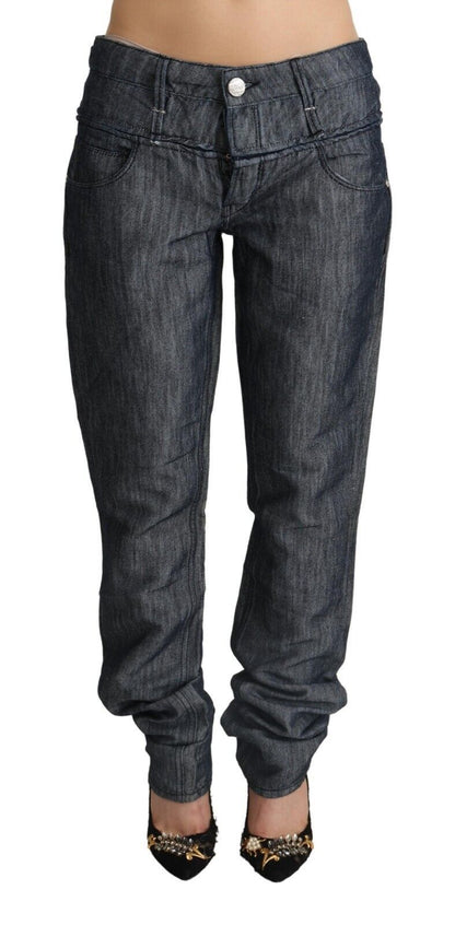 Elegant Mid Waist Straight Cut Denim