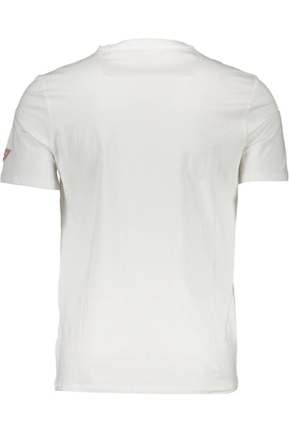 Sleek White Cotton Slim Tee with Logo Print