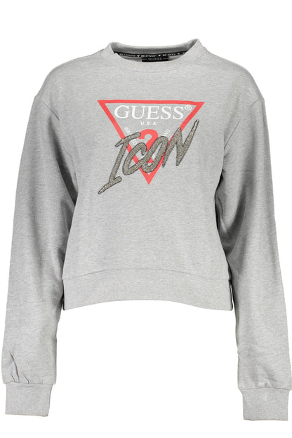 Elegant Gray Rhinestone Embellished Sweatshirt