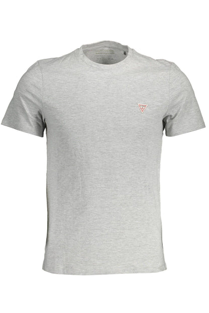 Chic Gray Slim Fit Logo Tee for Men