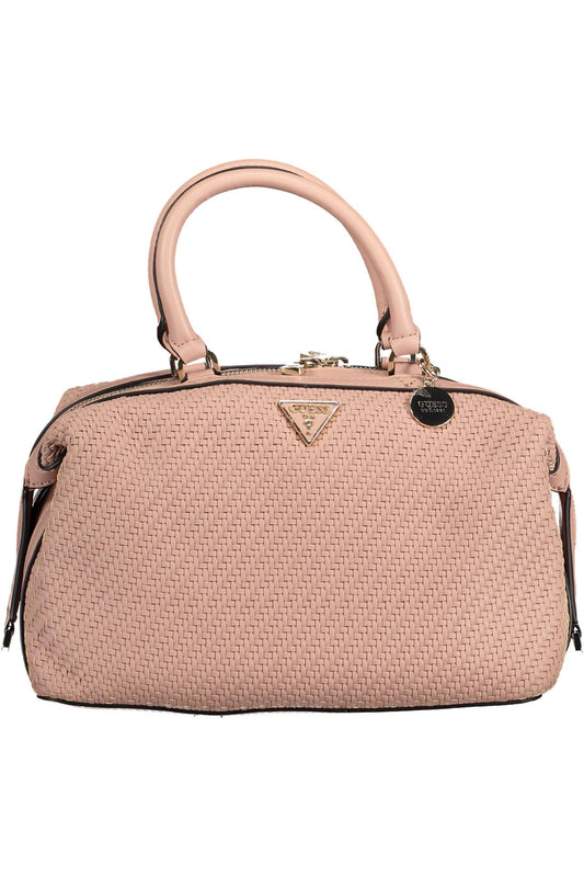 Chic Pink Satchel with Contrasting Details