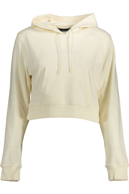 Chic White Hooded Sweatshirt with Central Pocket