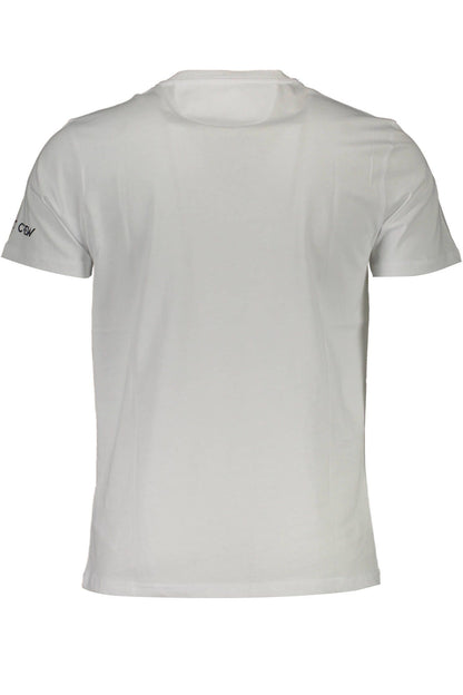 Crisp White Cotton Crew Neck Tee with Logo Print