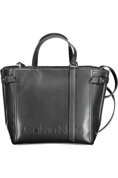 Black Polyester Women Handbag