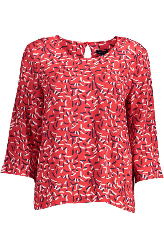 Elegant Red Viscose Shirt with Wide Neckline