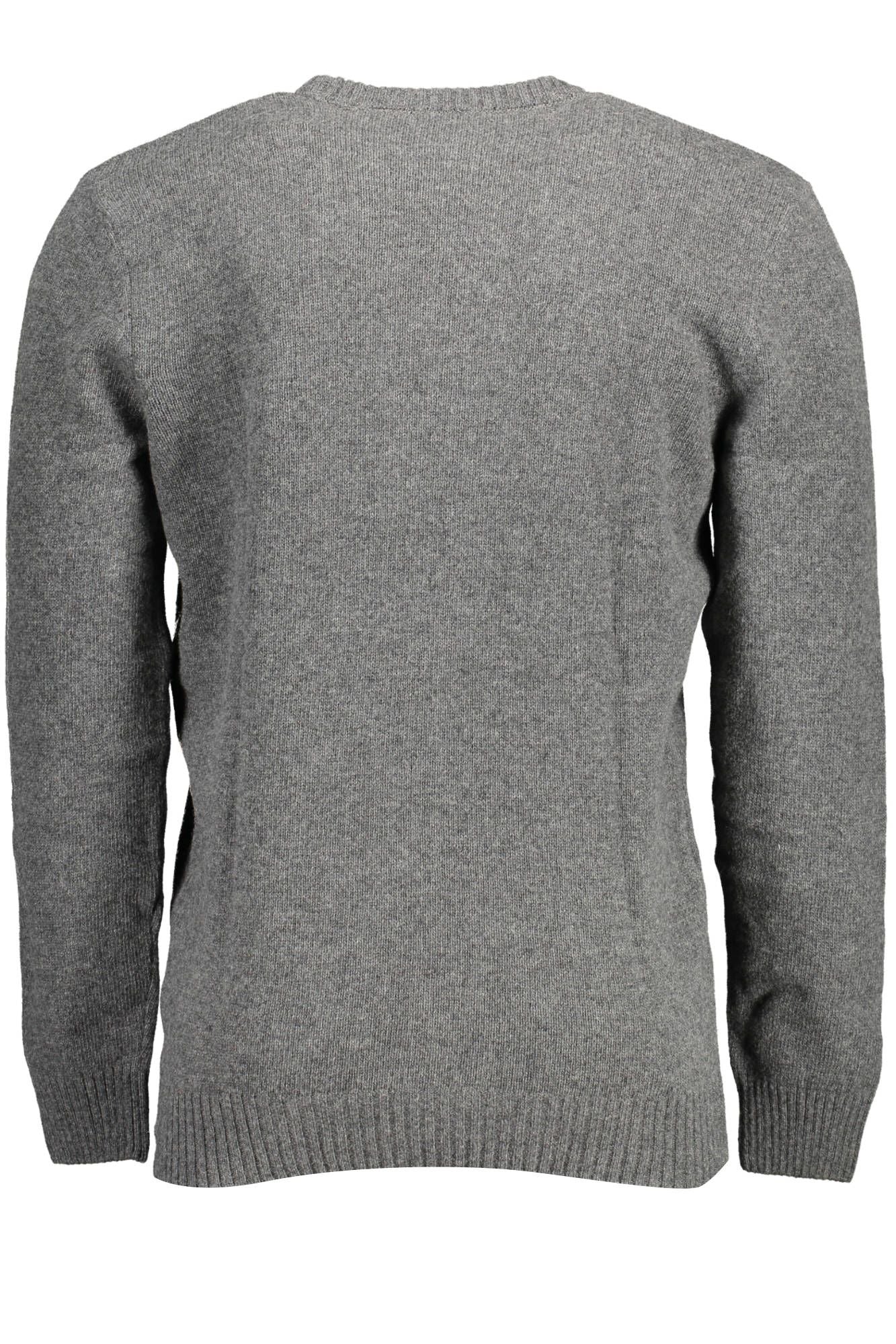 Elegant Gray Wool Blend Sweater with Logo Embroidery