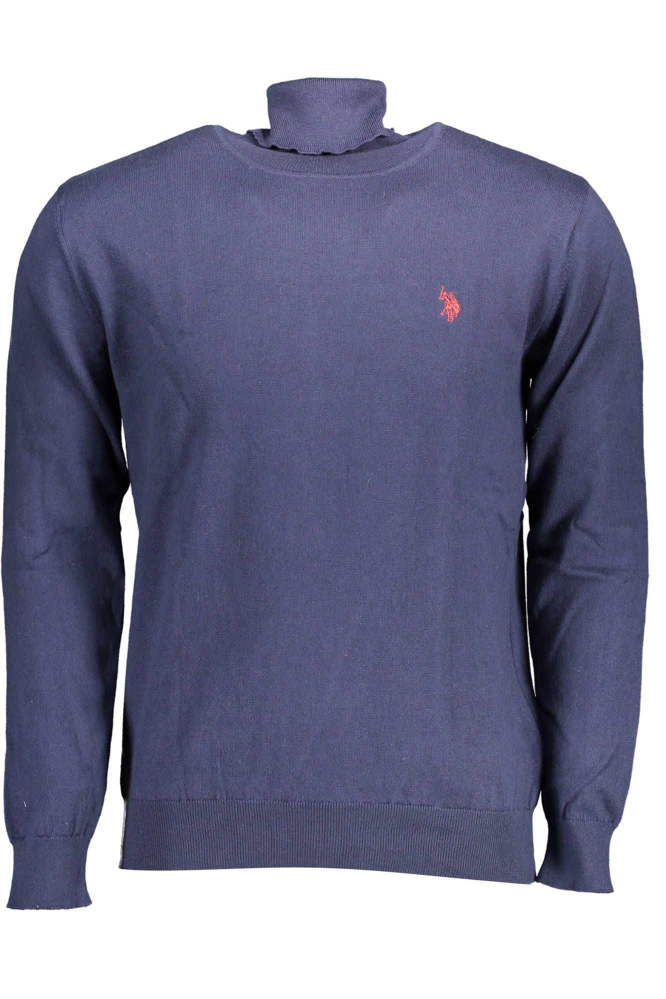 Elegant Blue Turtleneck with Embroidered Logo