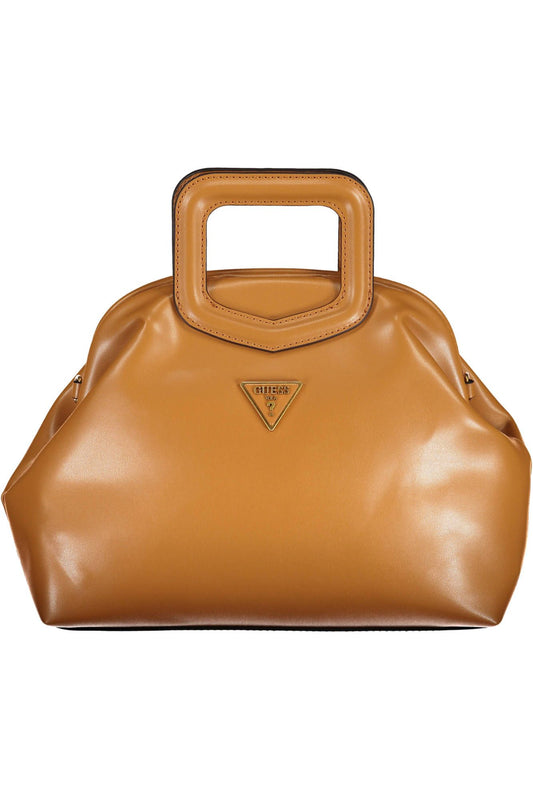 Chic Brown Polyurethane Handbag with Logo