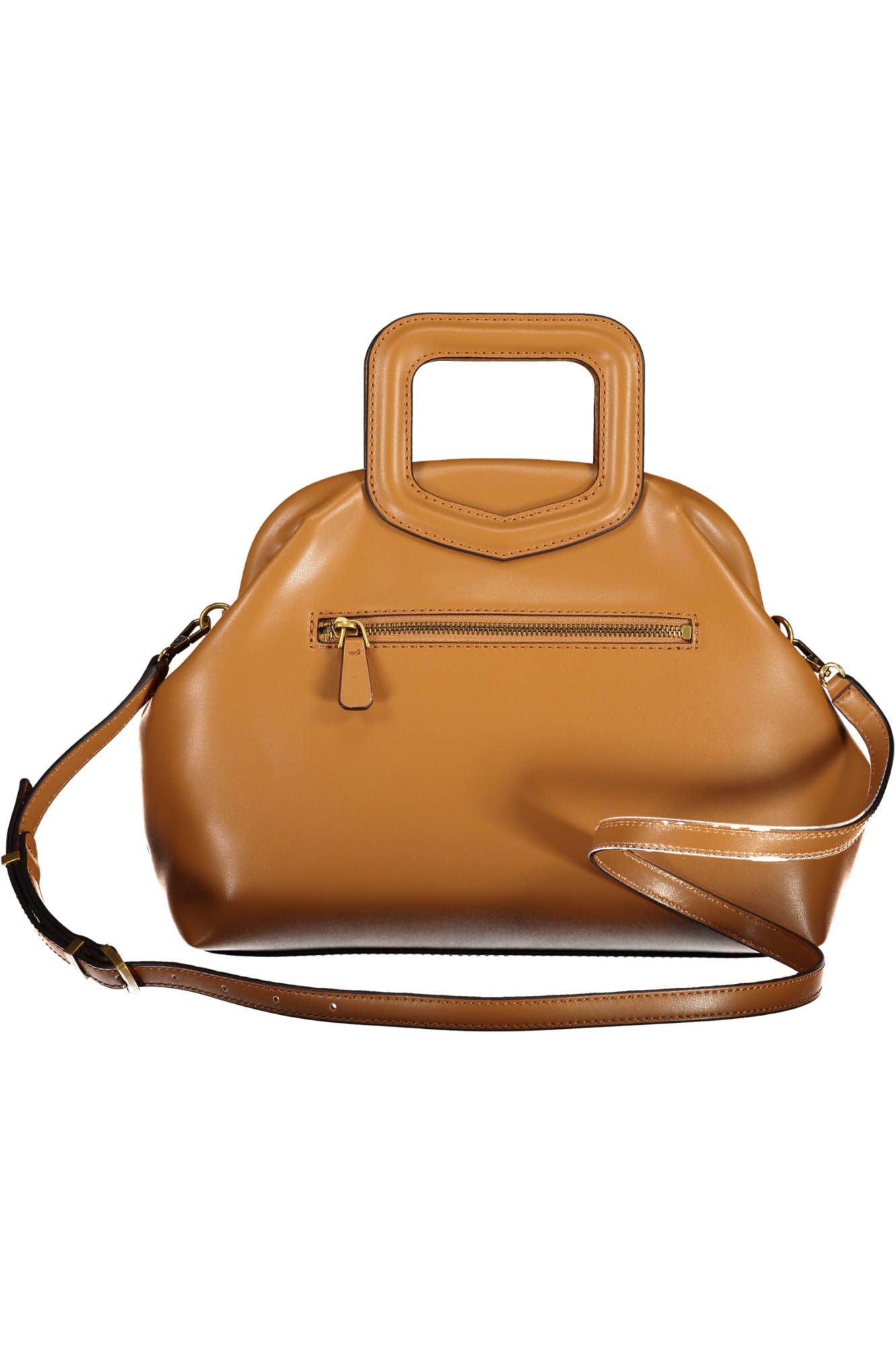 Chic Brown Polyurethane Handbag with Logo