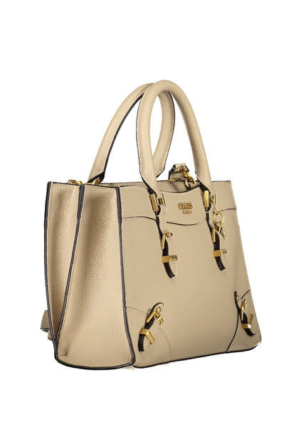 Beige Polyethylene Women Handbag