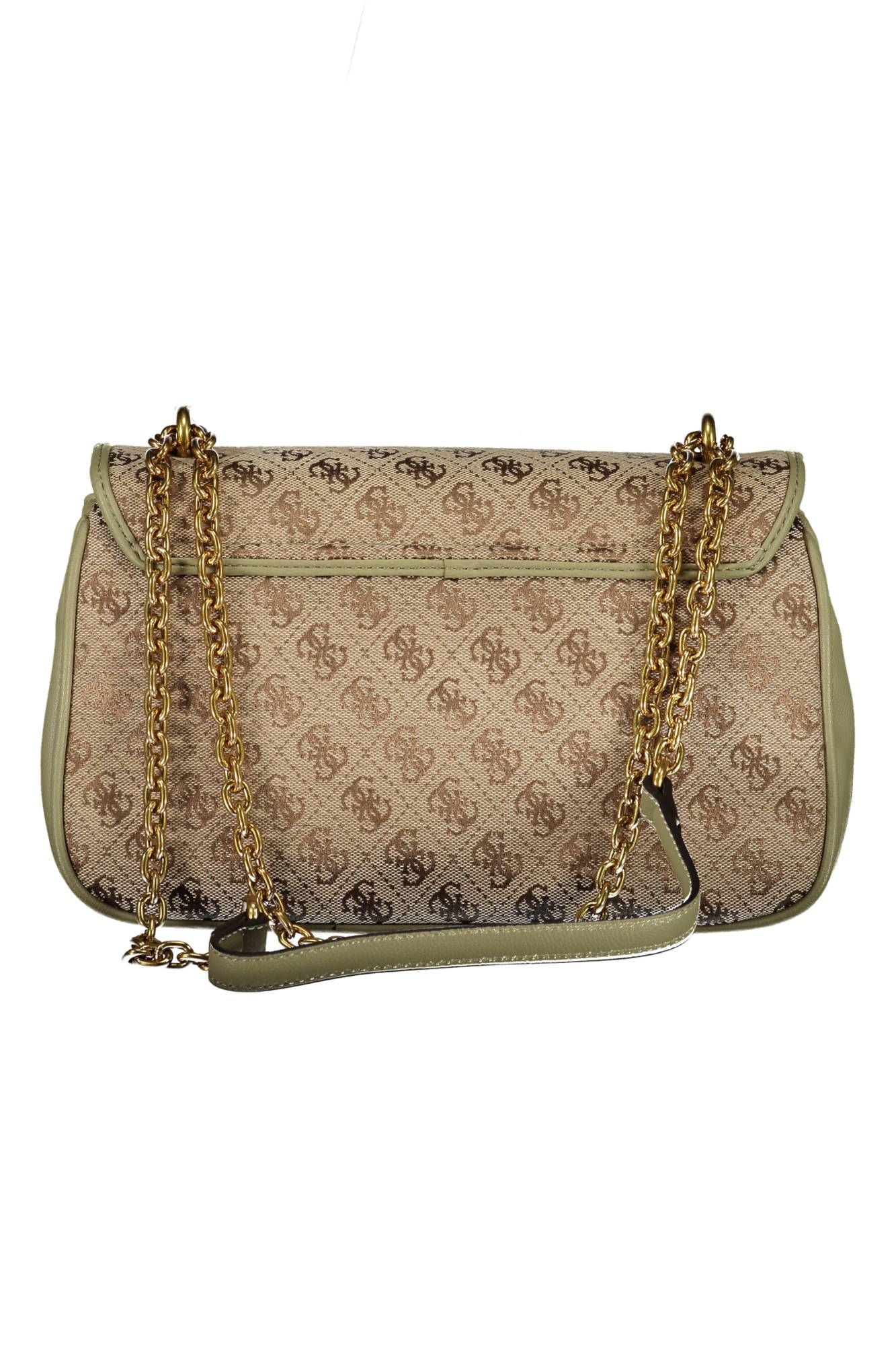 Chic Green Chain-Trim Shoulder Bag