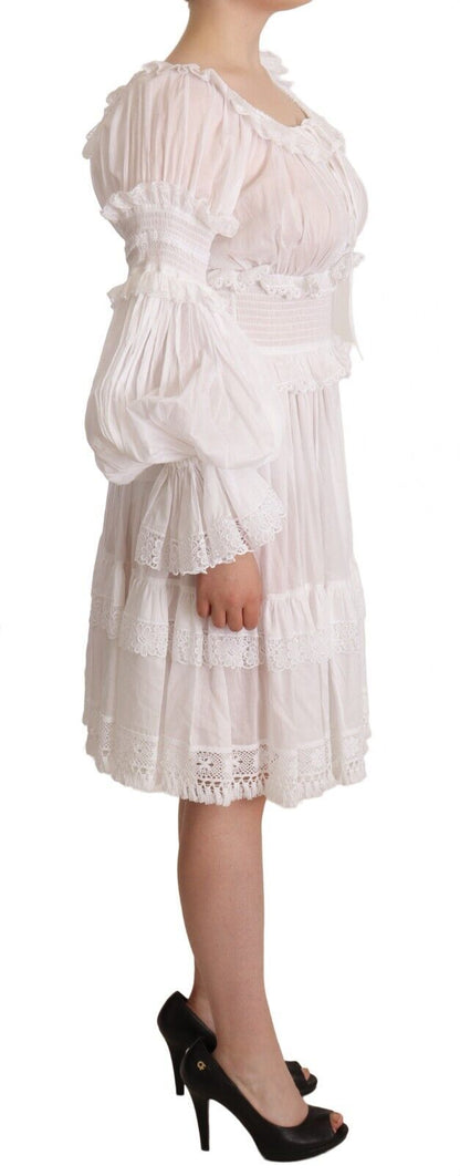 Elegant Off-Shoulder Ruffled Dress in White