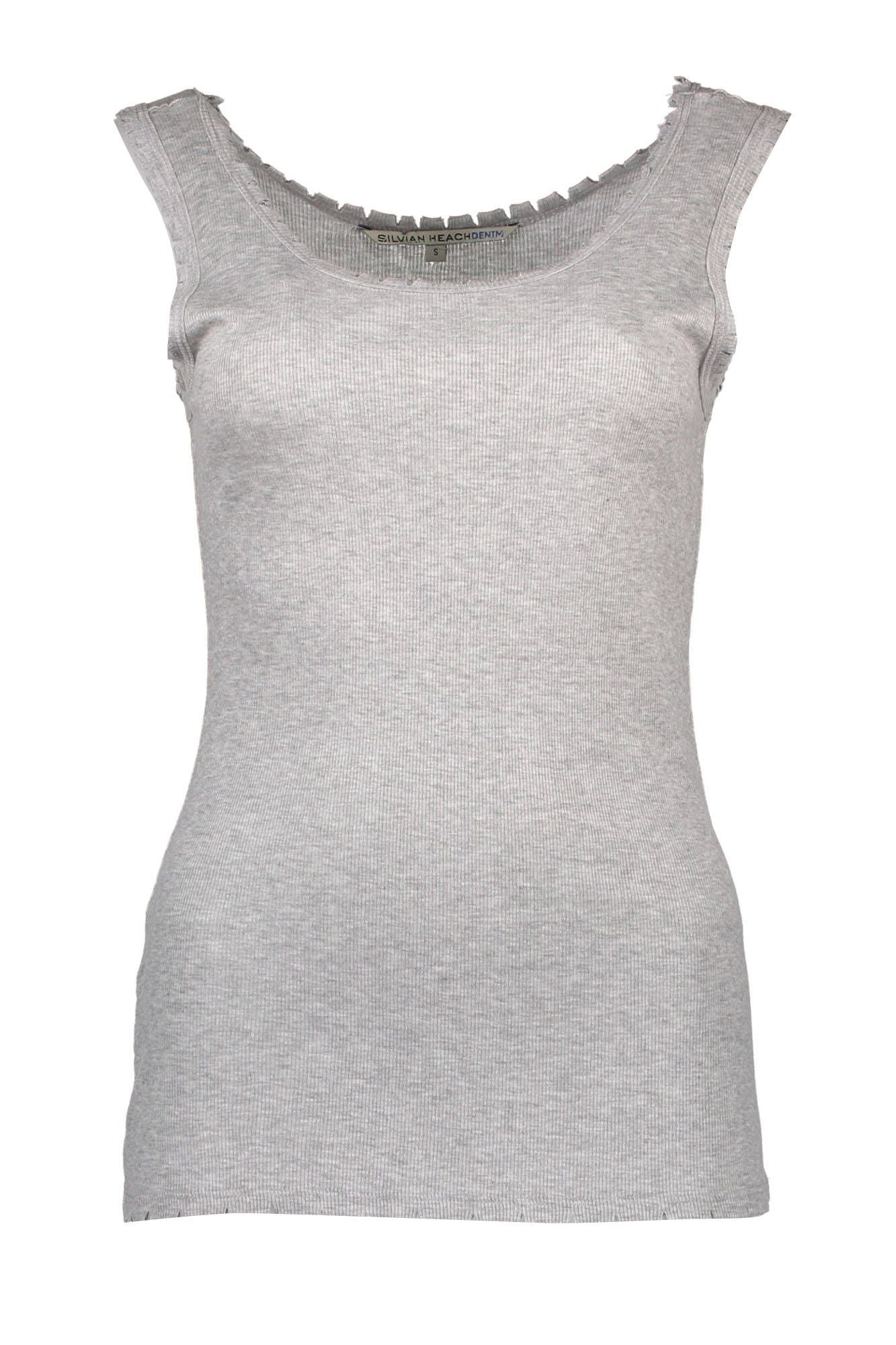 Chic Gray Wide Shoulder Tank with Logo