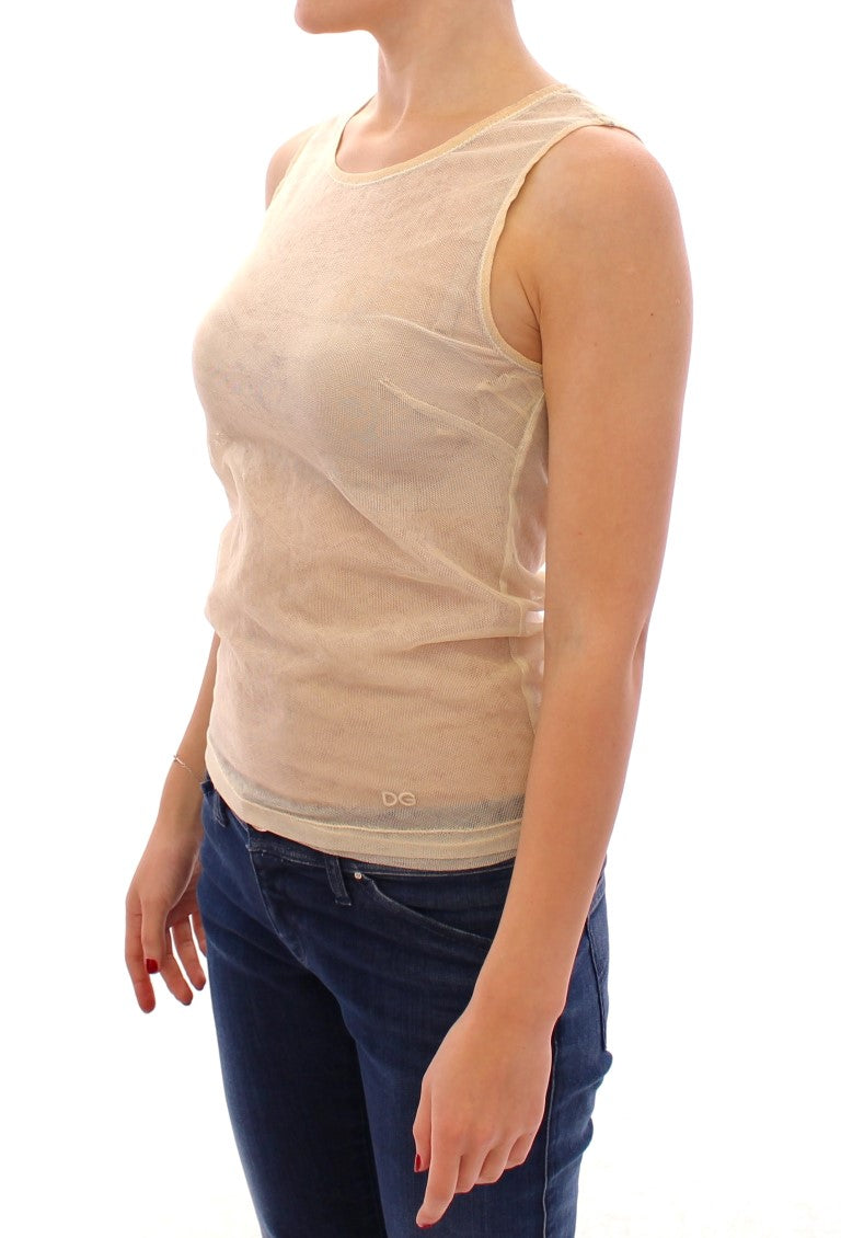 Blusa sin mangas beige elegante