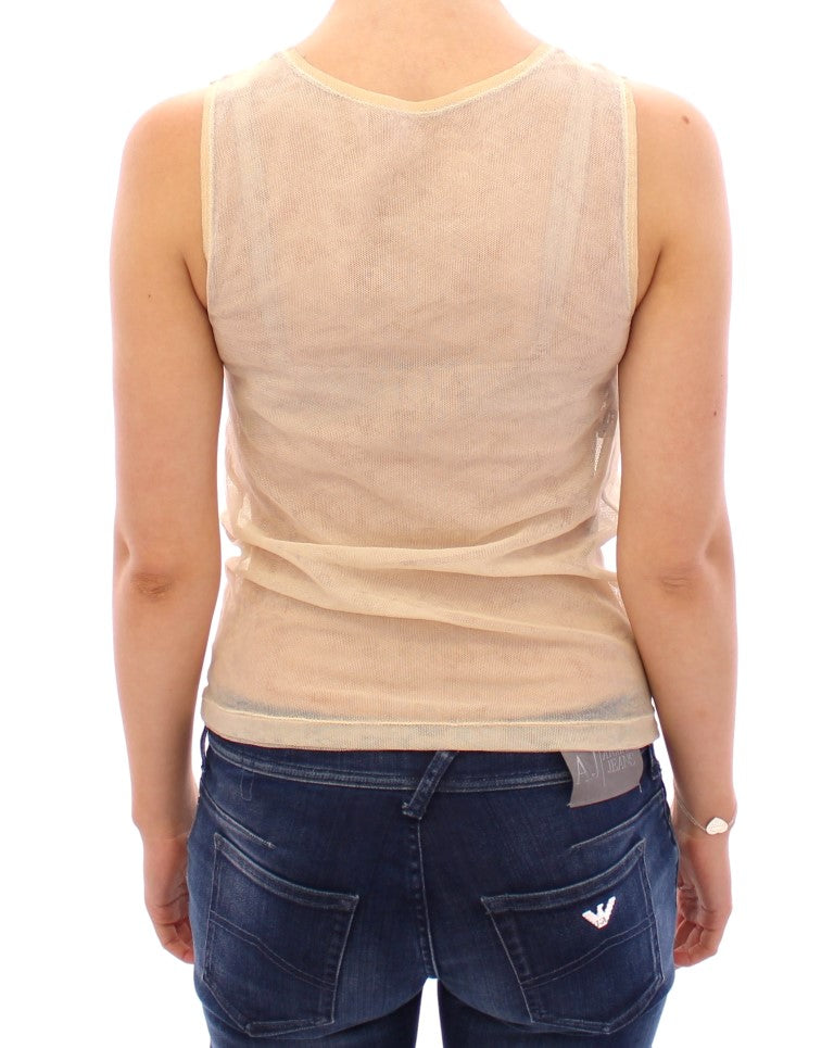 Blusa sin mangas beige elegante