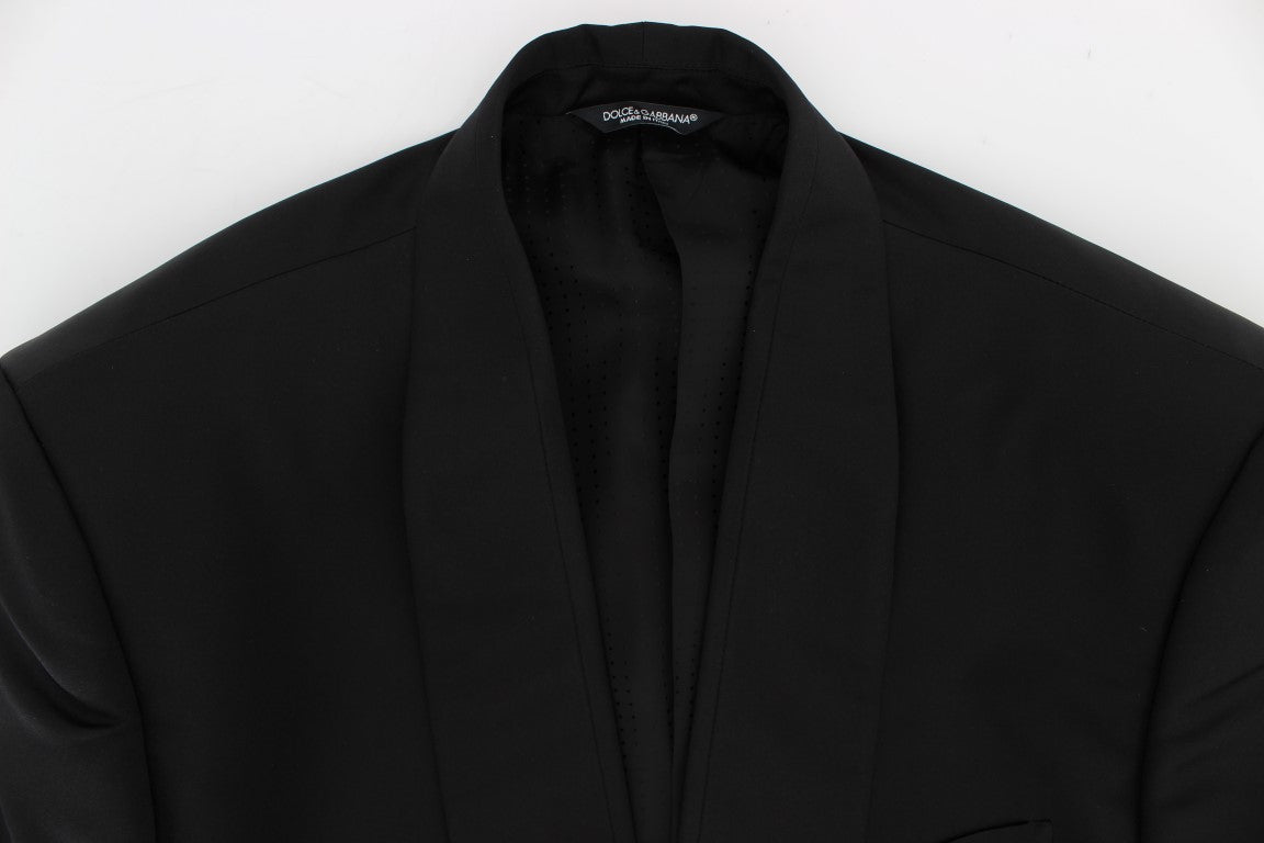 Exclusieve zwarte zijden blazer met één knoop