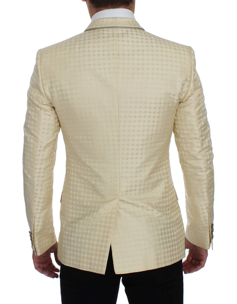 Verfijnde beige blazer en vest met stippen