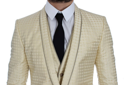 Verfijnde beige blazer en vest met stippen