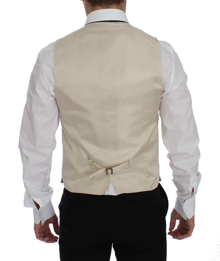 Verfijnde beige blazer en vest met stippen