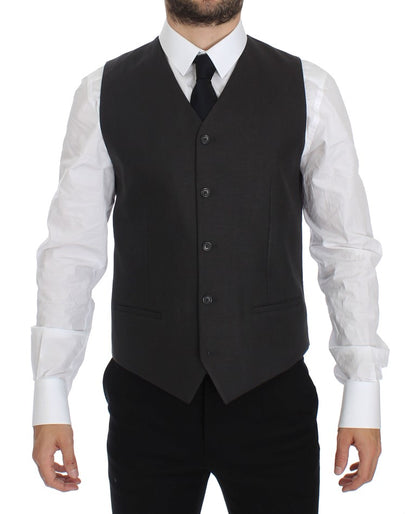 Elegante grijze linnen slim-fit blazer en vest