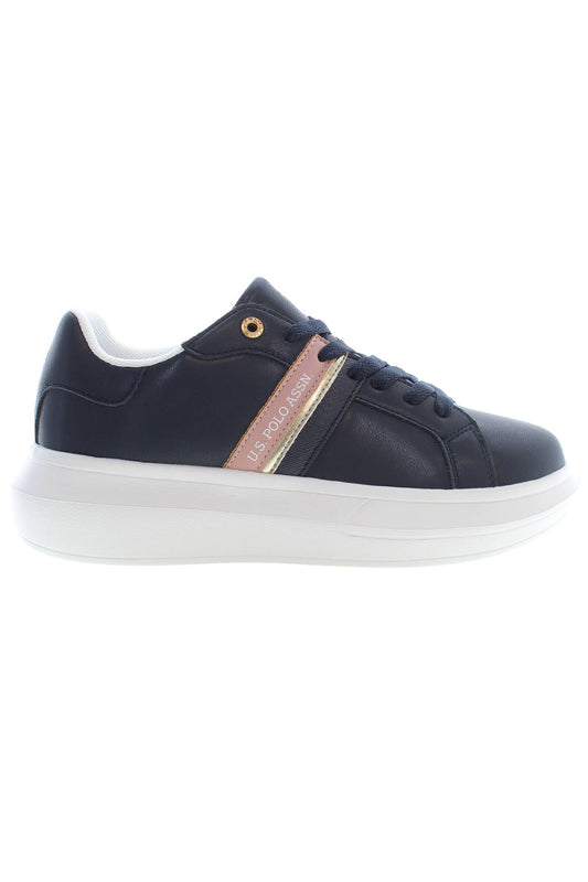 Chic Blue Lace-Up Sneakers with Logo Detail