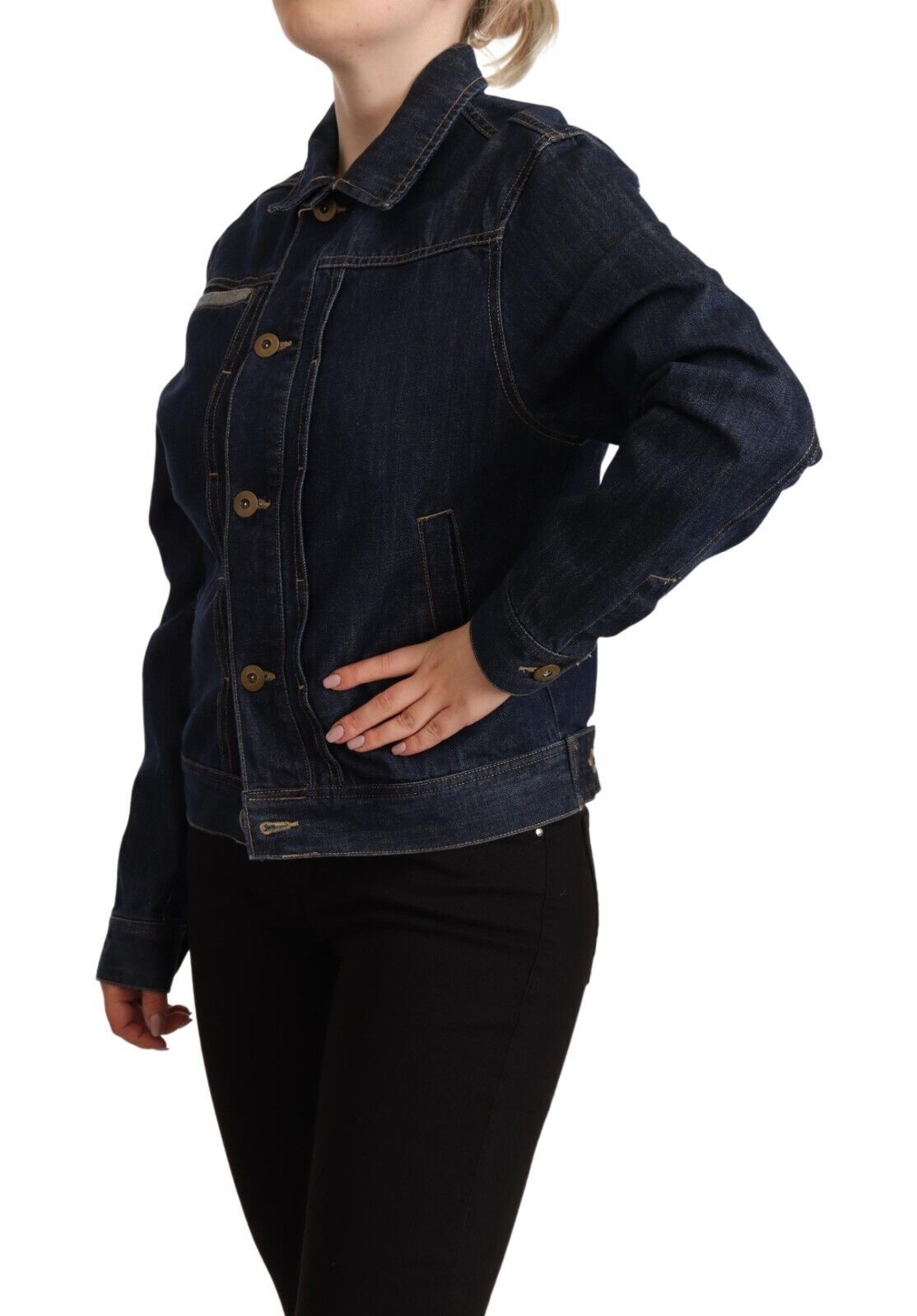 Elegant Dark Blue Denim Jacket