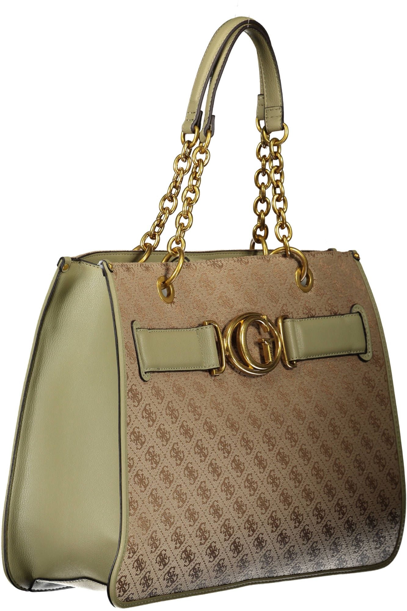 Elegant Green Polyester Handbag with Logo Detail