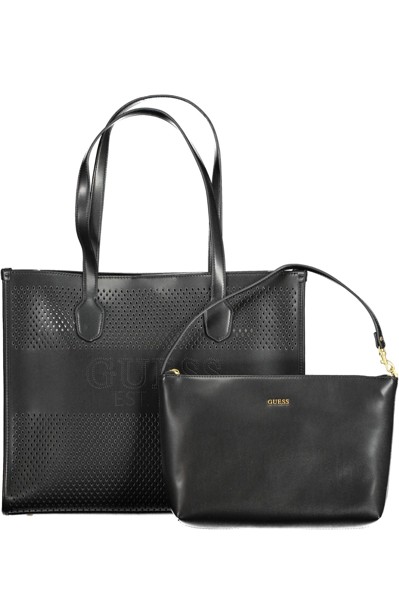 Chic Black Convertible Shoulder Bag with Pochette