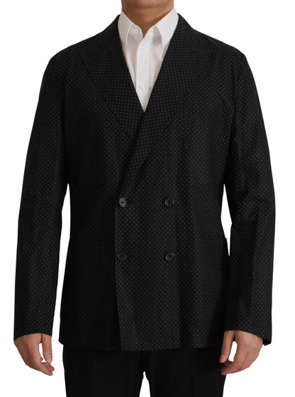 Polka Dot Slim Double-Breasted Blazer