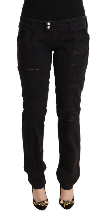 Chic Low Waist Black Slim Fit Jeans