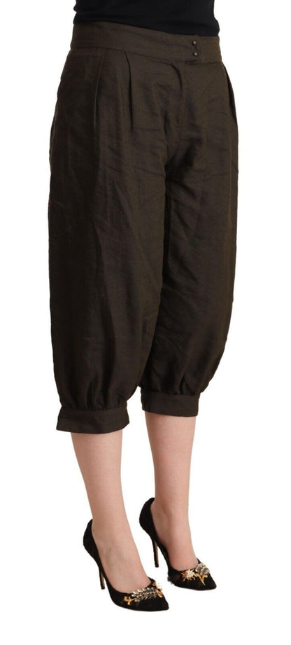 Chic Cropped Harem Pants in Luxe Brown Blend