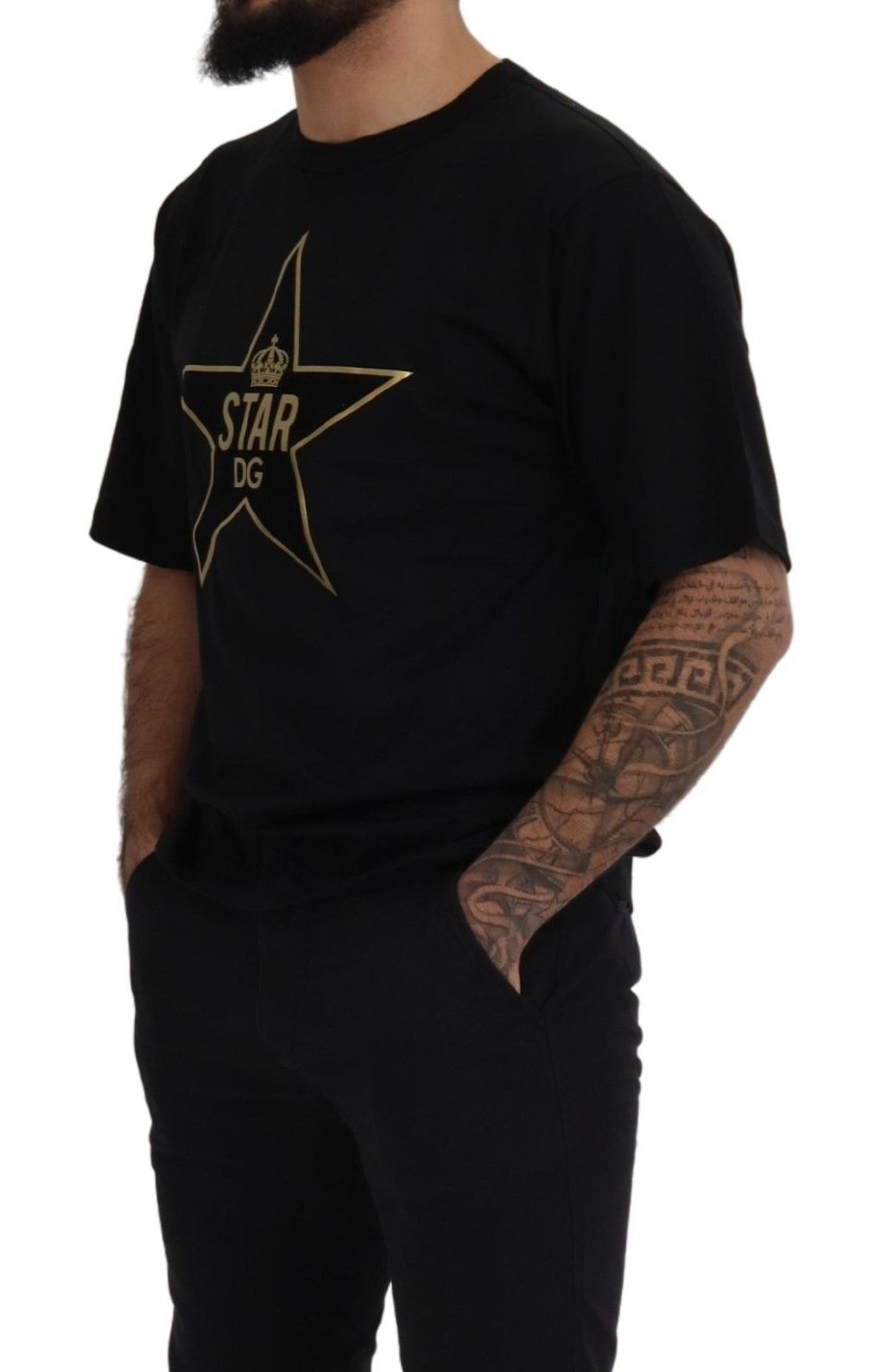 Gouden Star DG embleem T-shirt met ronde hals