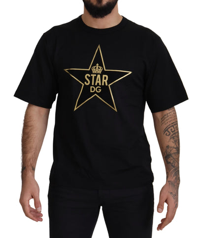 Camiseta con cuello redondo y emblema DG de estrella dorada