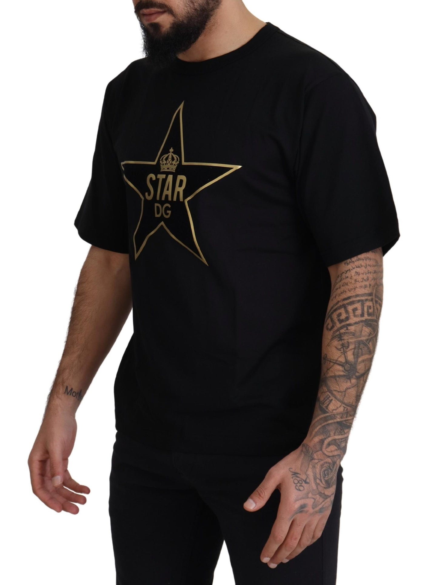 Camiseta con cuello redondo y emblema DG de estrella dorada