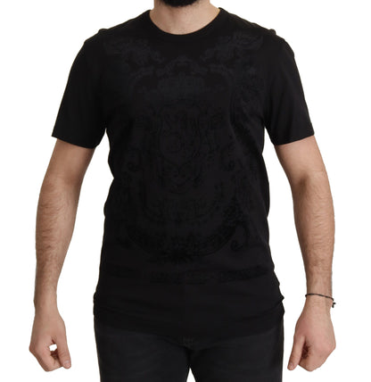 Elegant zwart barok T-shirt met ronde hals