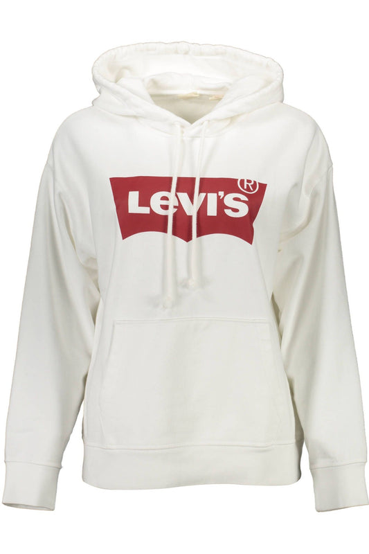 Chic White Cotton Hooded Sweatshirt With Logo