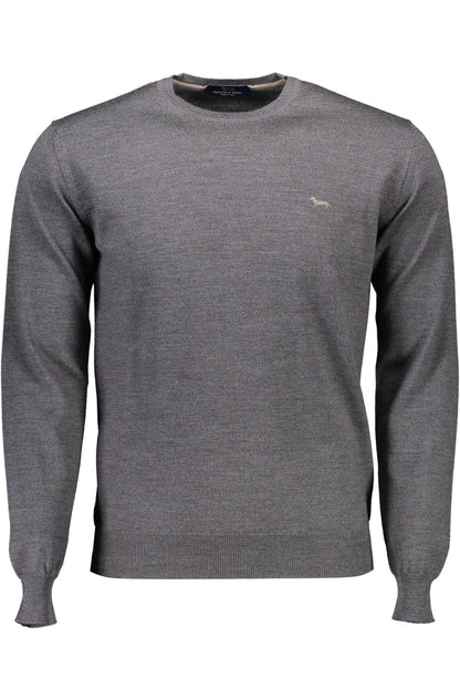 Elegant Gray Wool Sweater with Classic Logo