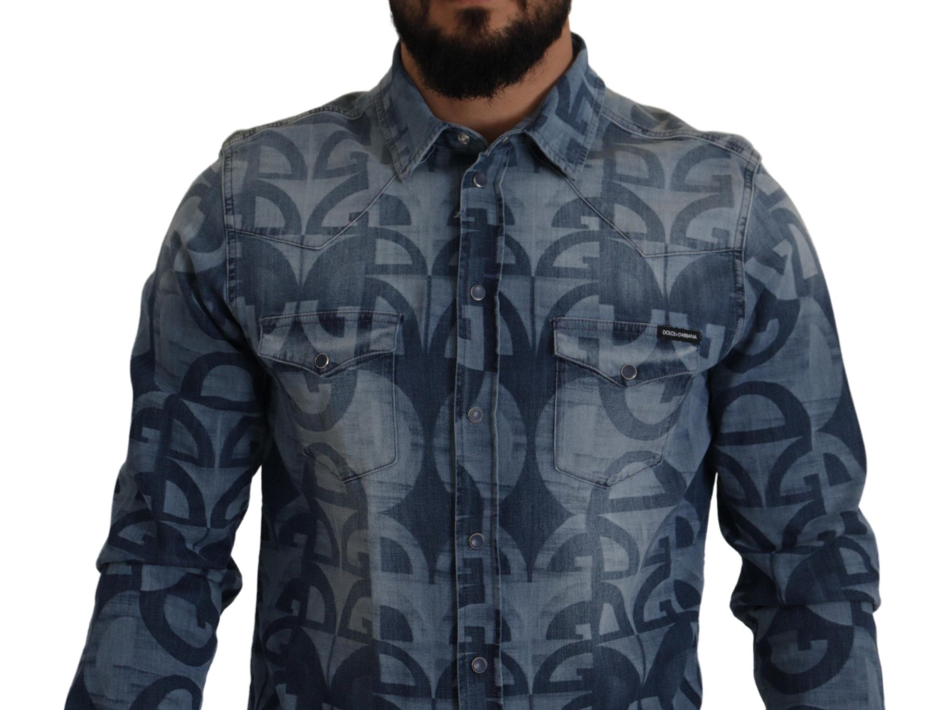 Camisa de hombre azul informal elegante y ajustada