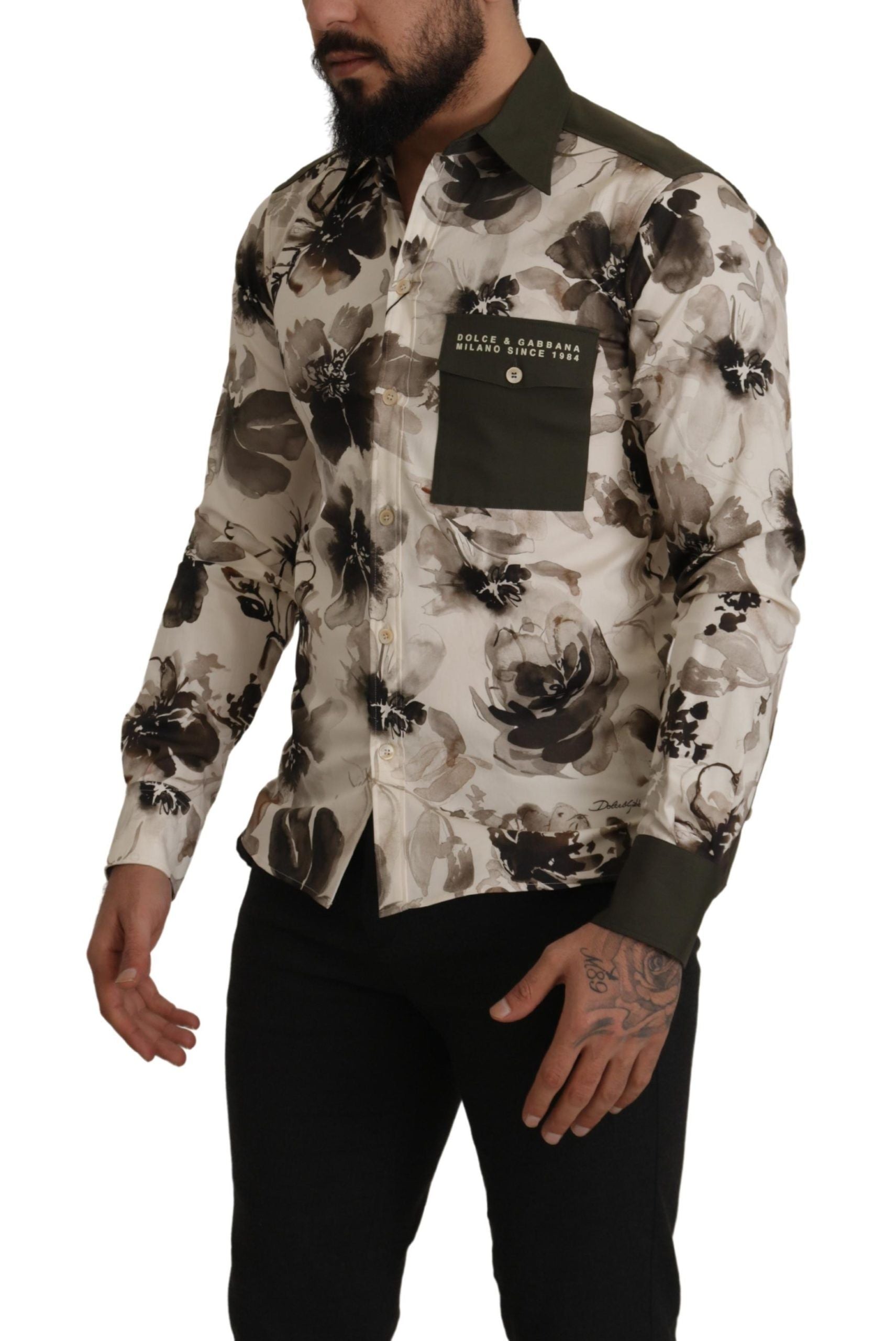 Camisa casual de algodón con estampado floral