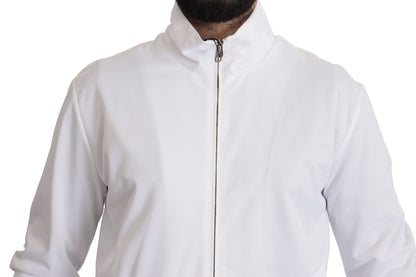 Elegante suéter blanco con cremallera para hombre