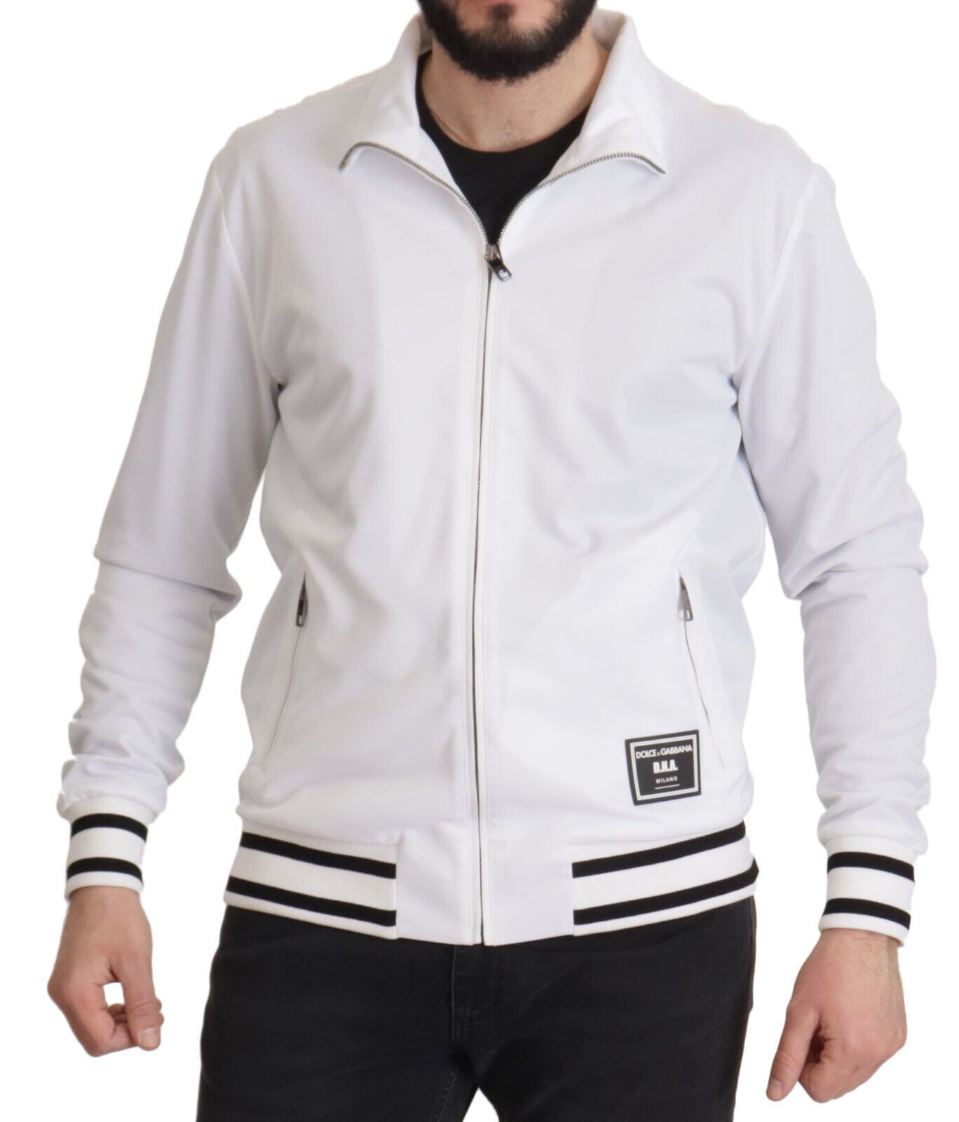 Sleek White Zip Sweater for Men