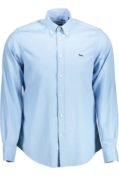 Elegant Light Blue Cotton Shirt with Contrast Detail