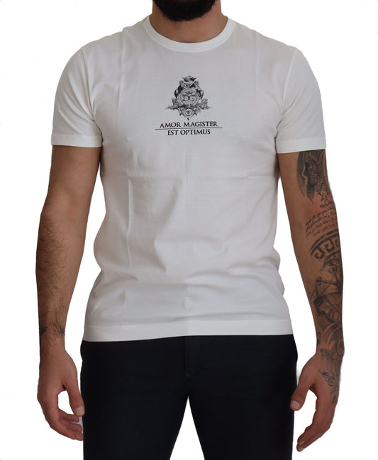 Camiseta de algodón con estampado de logo blanco elegante