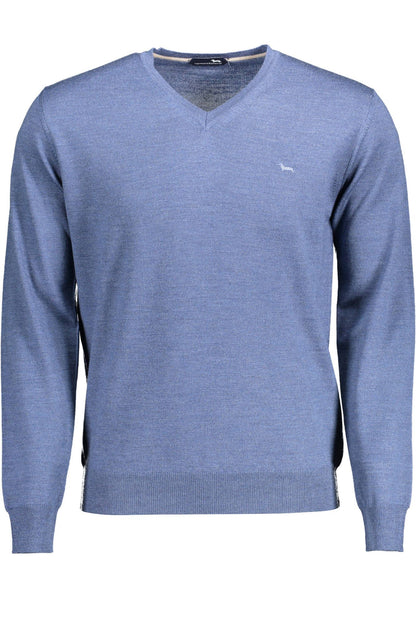 Elegant V-Neck Wool Sweater in Blue