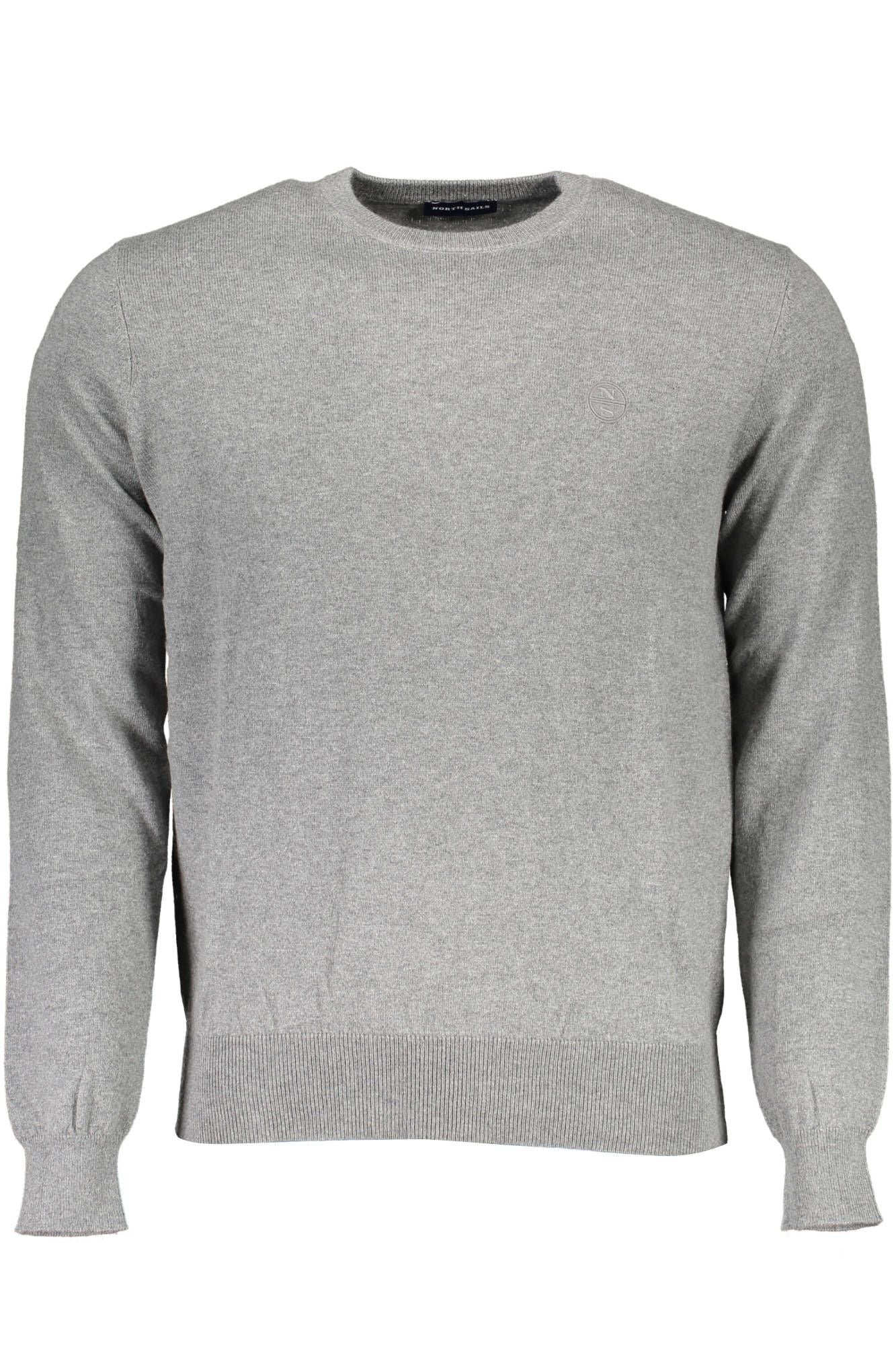 Eco-Conscious Gray Knit Sweater With Logo Detail