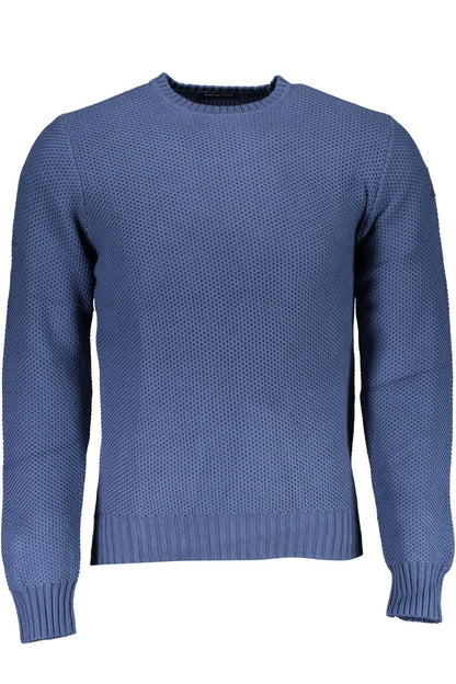 Chic Blue Round Neck Recycled Fiber Sweater